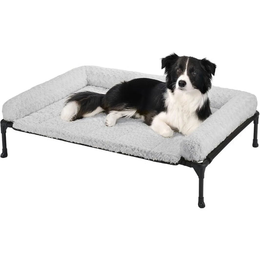 DAFIFY Elevated Cooling Dog Bed With Removable Plush Washable Bolster