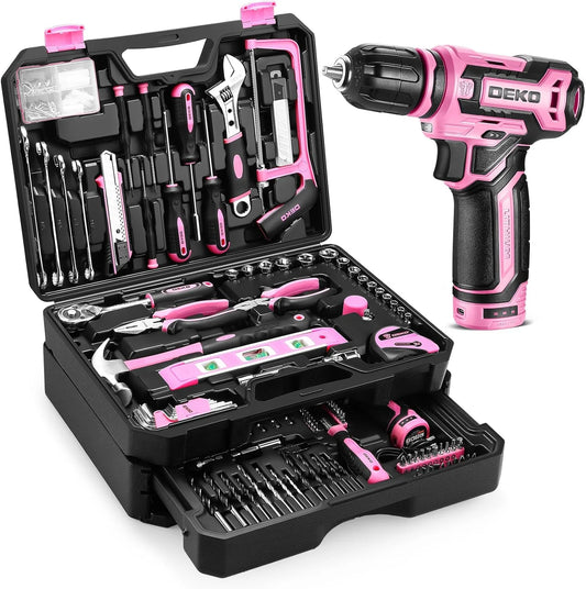 DEKO 12V Cordless Drill And Mechanic Toolbox Kit With Organizer