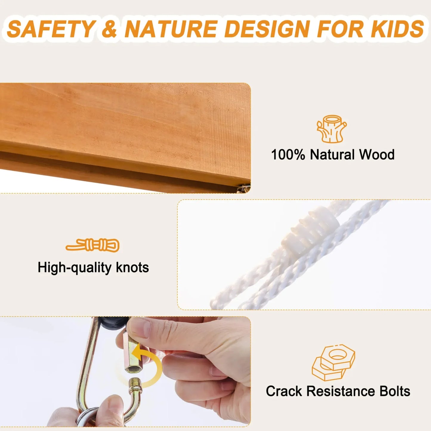 Robotime Robud 3 In 1 Playground Wooden Swing Set With Tree And Toddler Swings