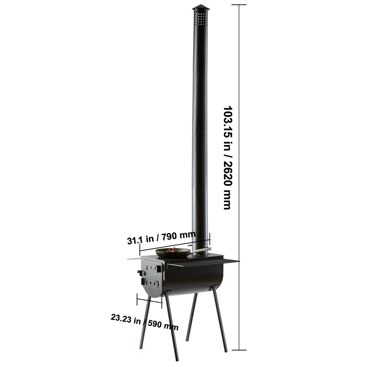 SucceBuy Wood Stove For Camping Portable Chimney Pipes And Gloves