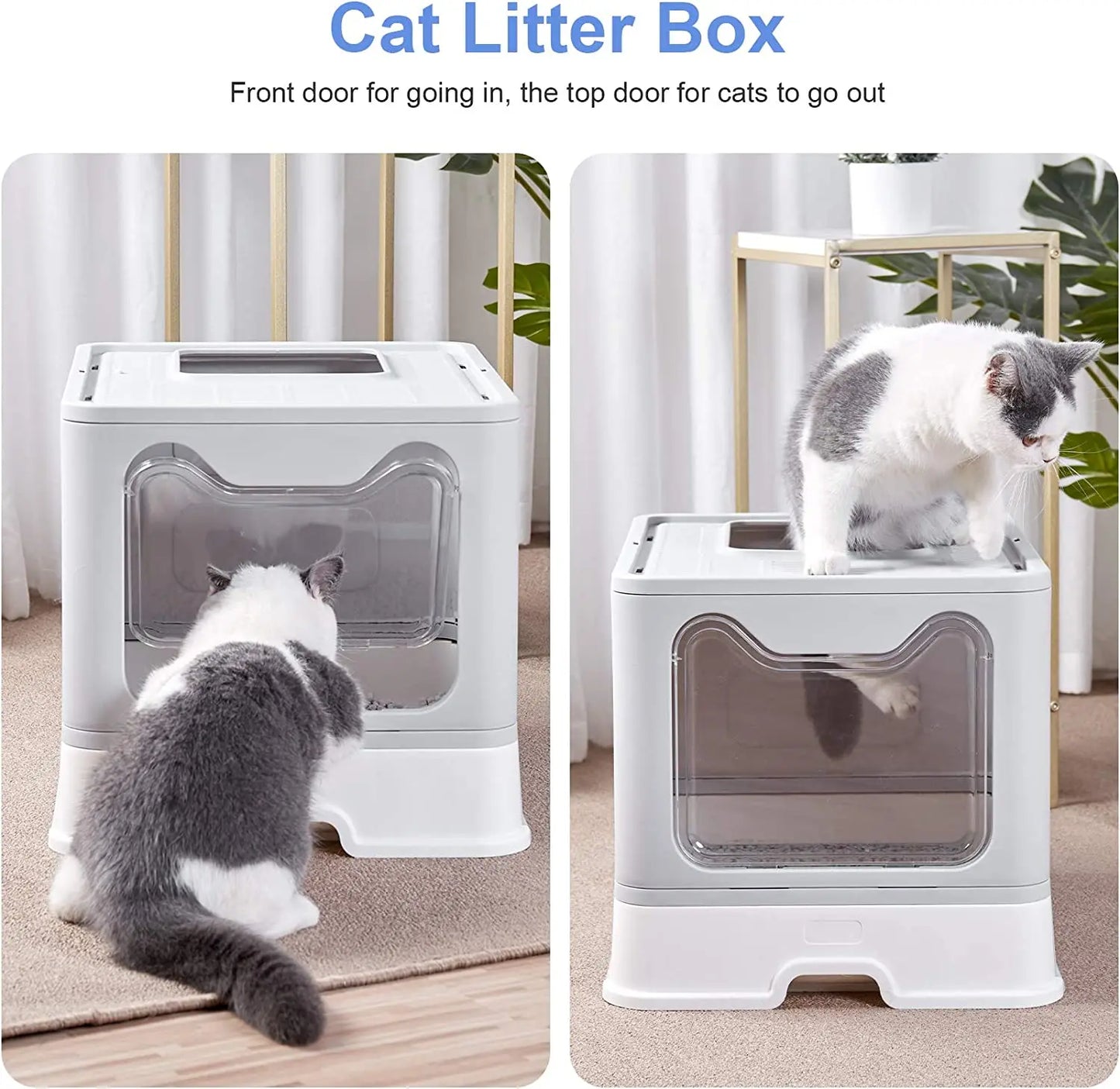Front Entry Cat Litter Tray With Scoop And Drawer Foldable