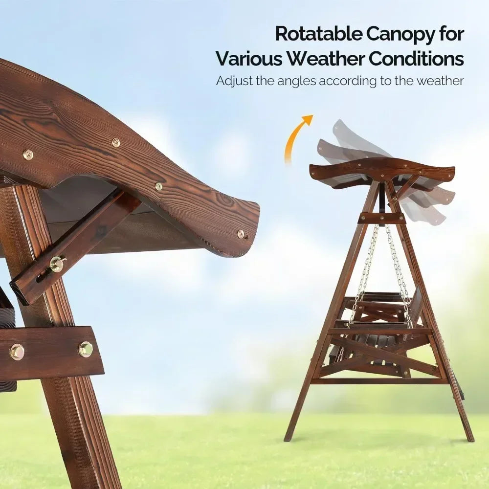 Weather-Resistant Outdoor Swing With Stand And Canopy For Patios