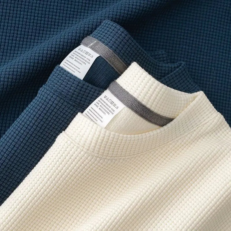 Mens Summer Waffle Round Neck Short Sleeve Breathable T Shirt