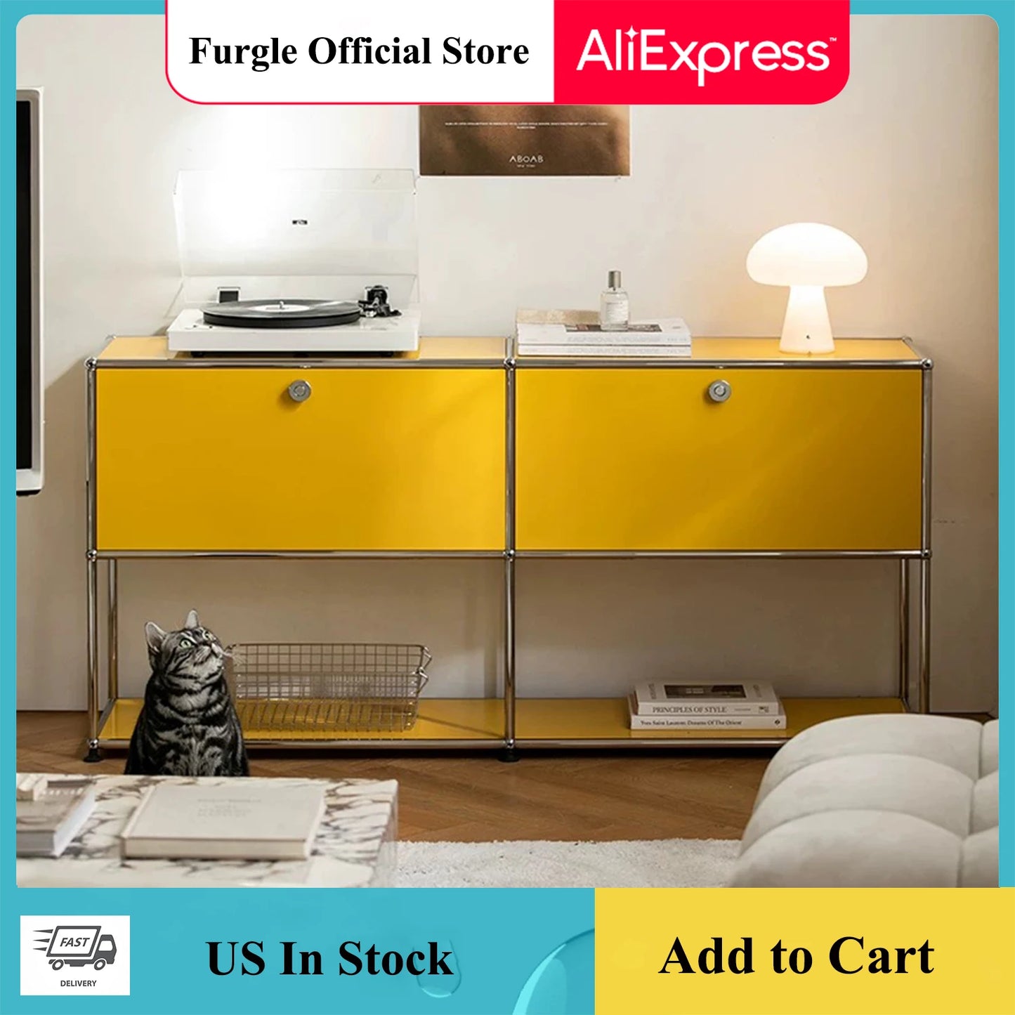 Furgle Modern Modular Metal Storage Cabinet Sideboard