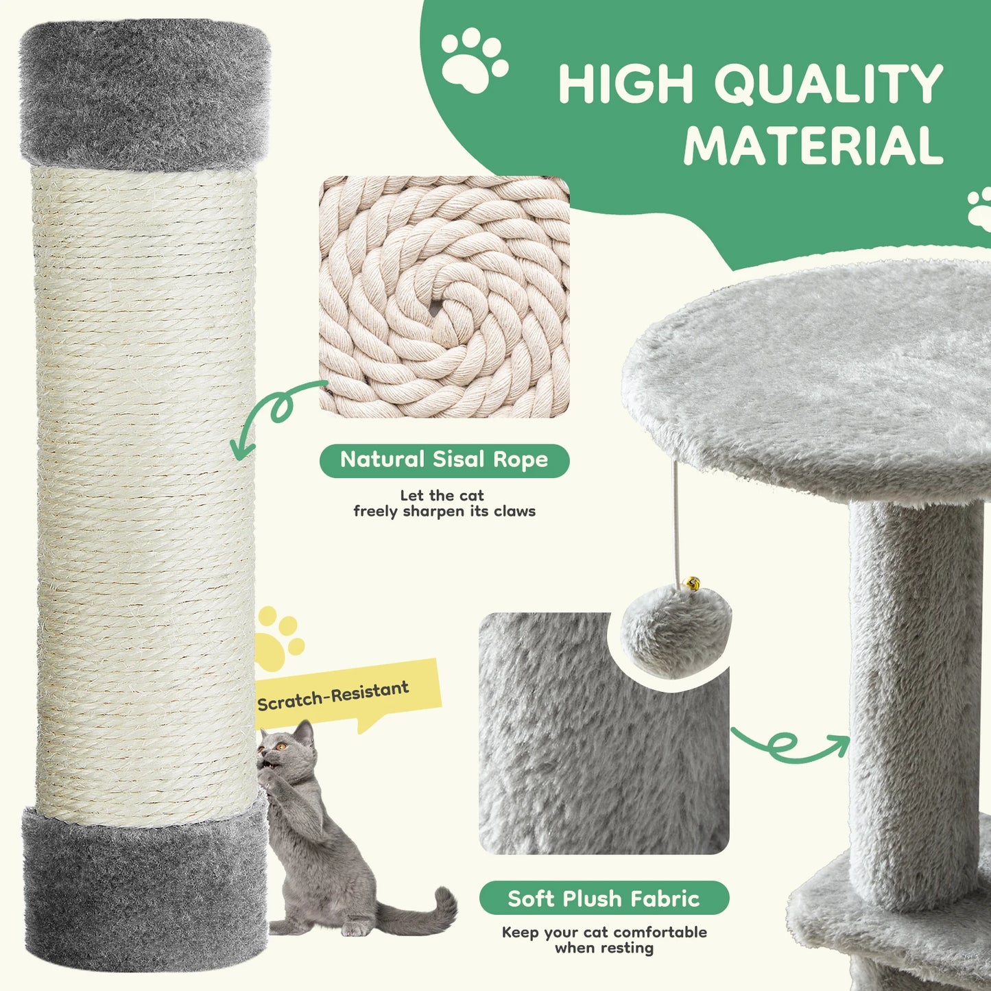 JHK Cat Tree Multi-Cat Climbing Tower Sisal Posts Indoor