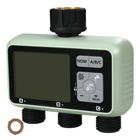 SucceBuy 3 Outlet Water Timer With Independent Zones LCD Display