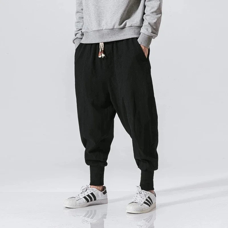 FURCW Cotton Linen Harem Pants For Men Streetwear Baggy DropCrotch