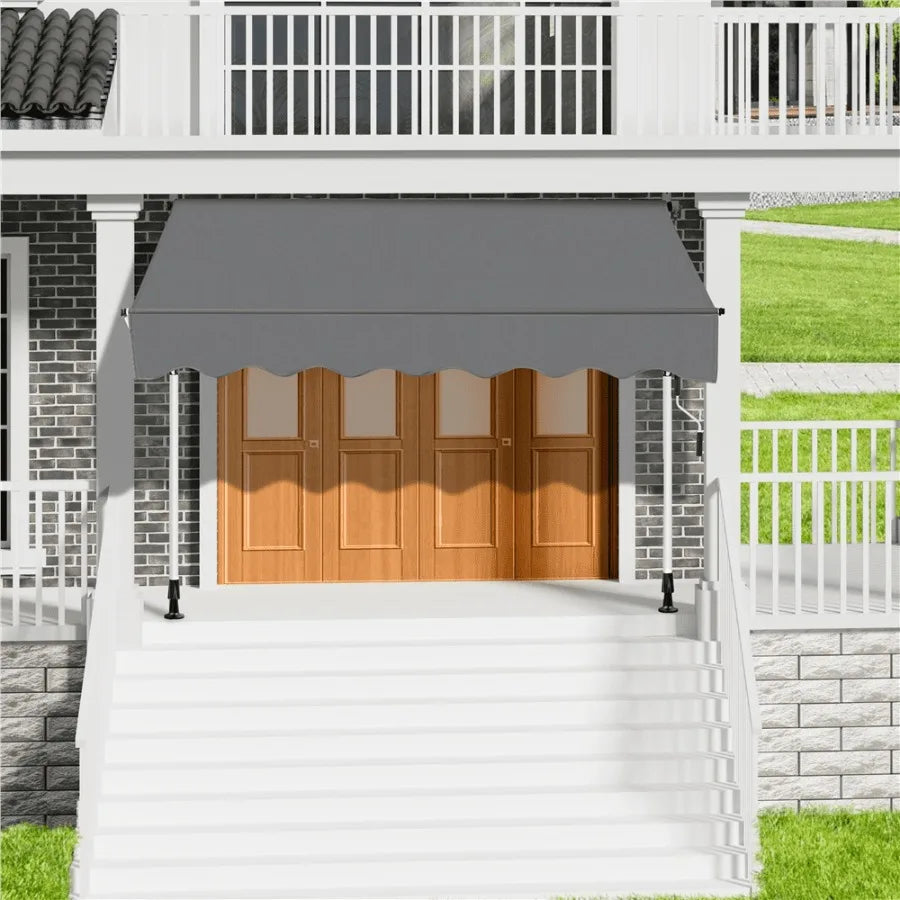 Manual Retractable Awning With Adjustable Angle And Height