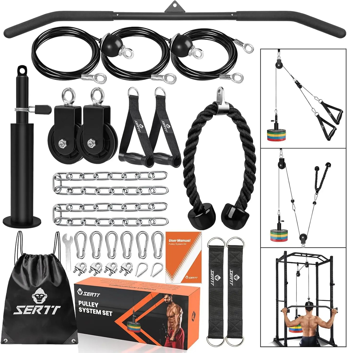 Home Gym Pulley System For Triceps Lat Pulldown And Curl