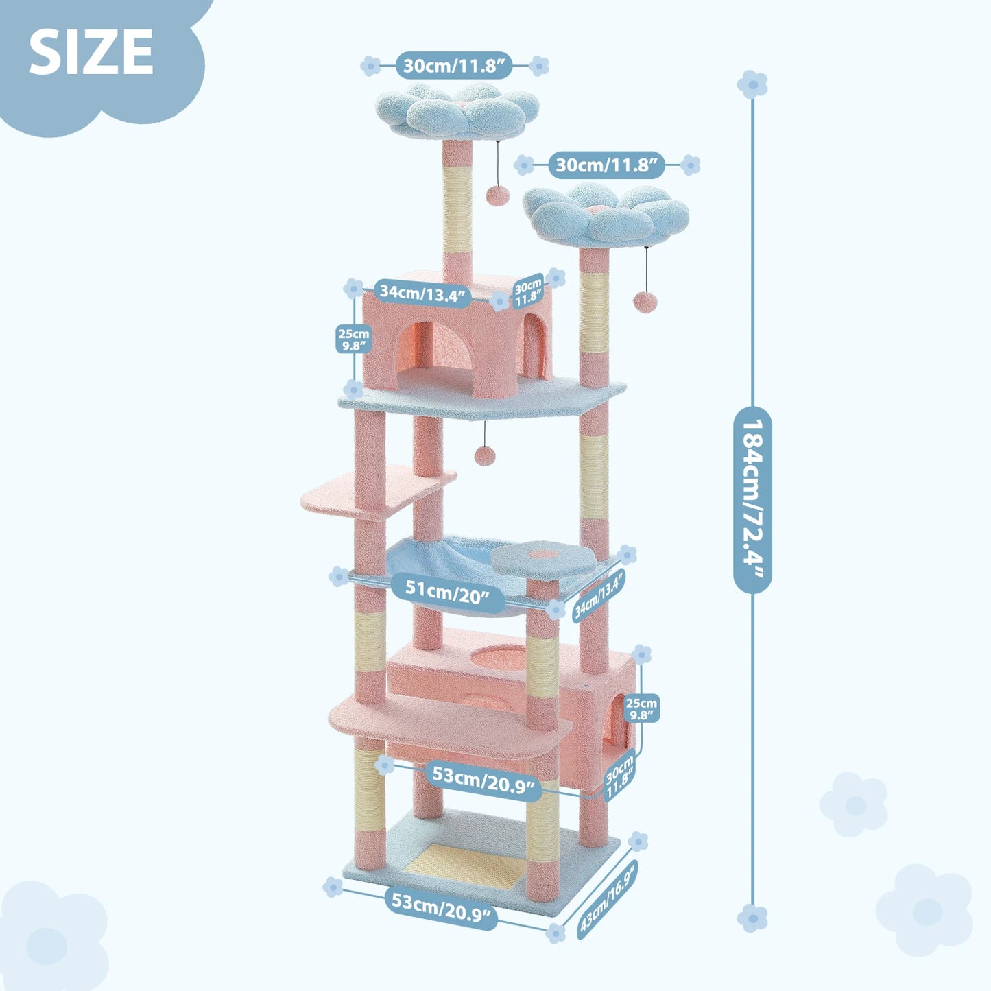 PETEPELA Cat Tree Tower With Sisal Posts And Spacious Perches