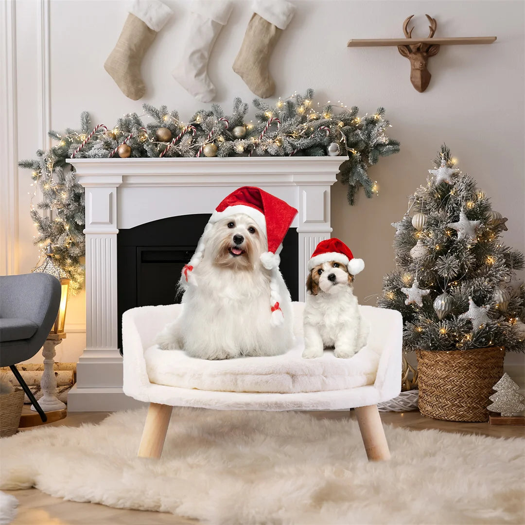 BINGOPAW Luxury Plush Cat Bed Nest With Wood Legs Support