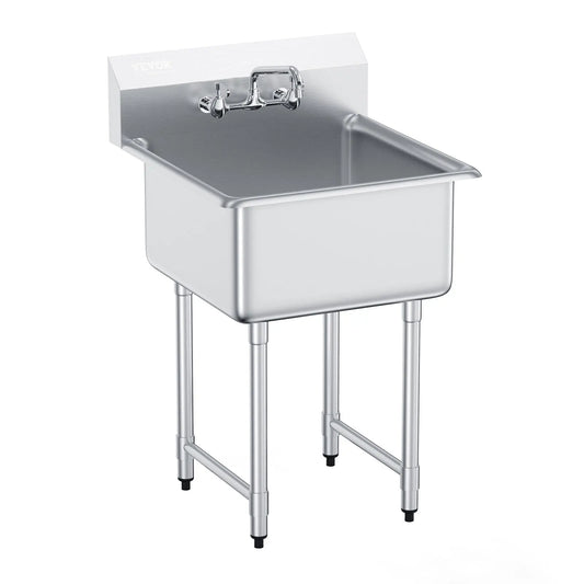 Stainless Steel Kitchen Prep Utility Sink With Faucet For Restaurant
