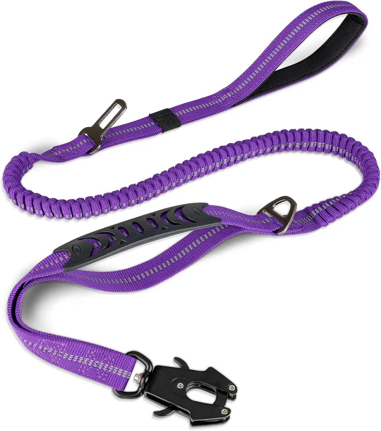 Reflective Shock Absorbing Dog Leash With Car Seatbelt No Pull