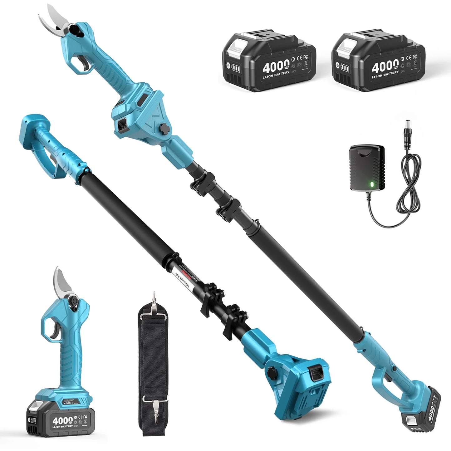 TaskStar 4 In 1 Cordless Garden Pole Saw Pruner Tool