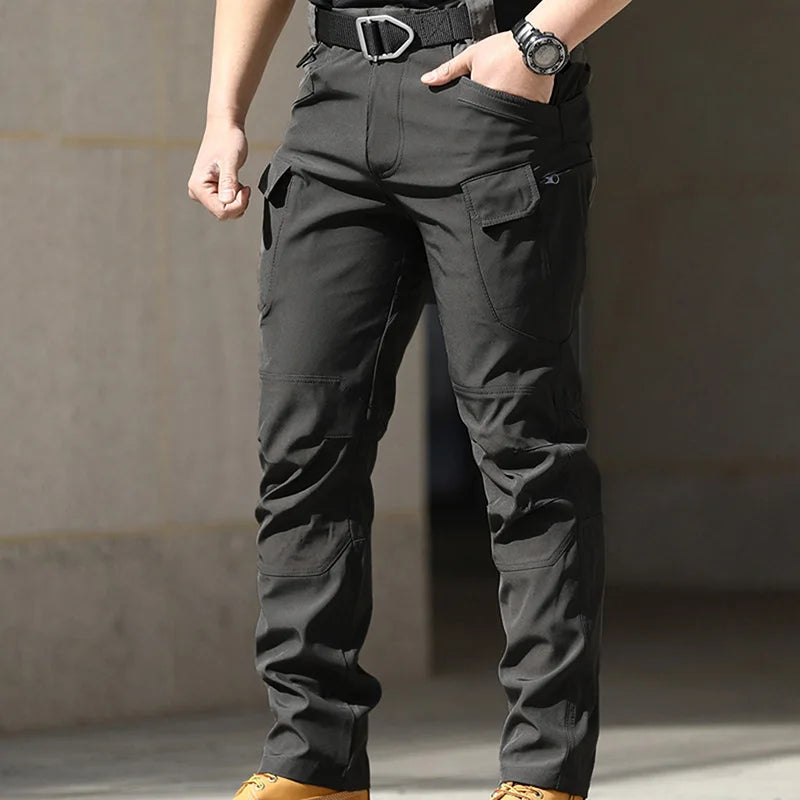 Hirigin Men's Cargo Pants Solid Multi Pocket Waterproof Trousers