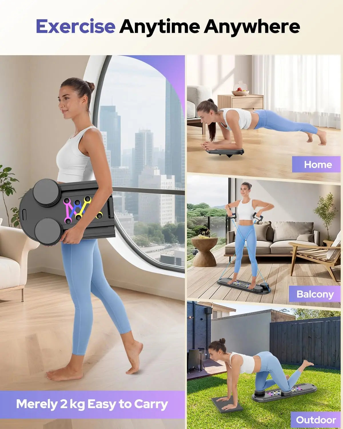 Pilates Board Foldable Reformer Set 7 In 1 Multi Purpose Equipment Ab Trainer