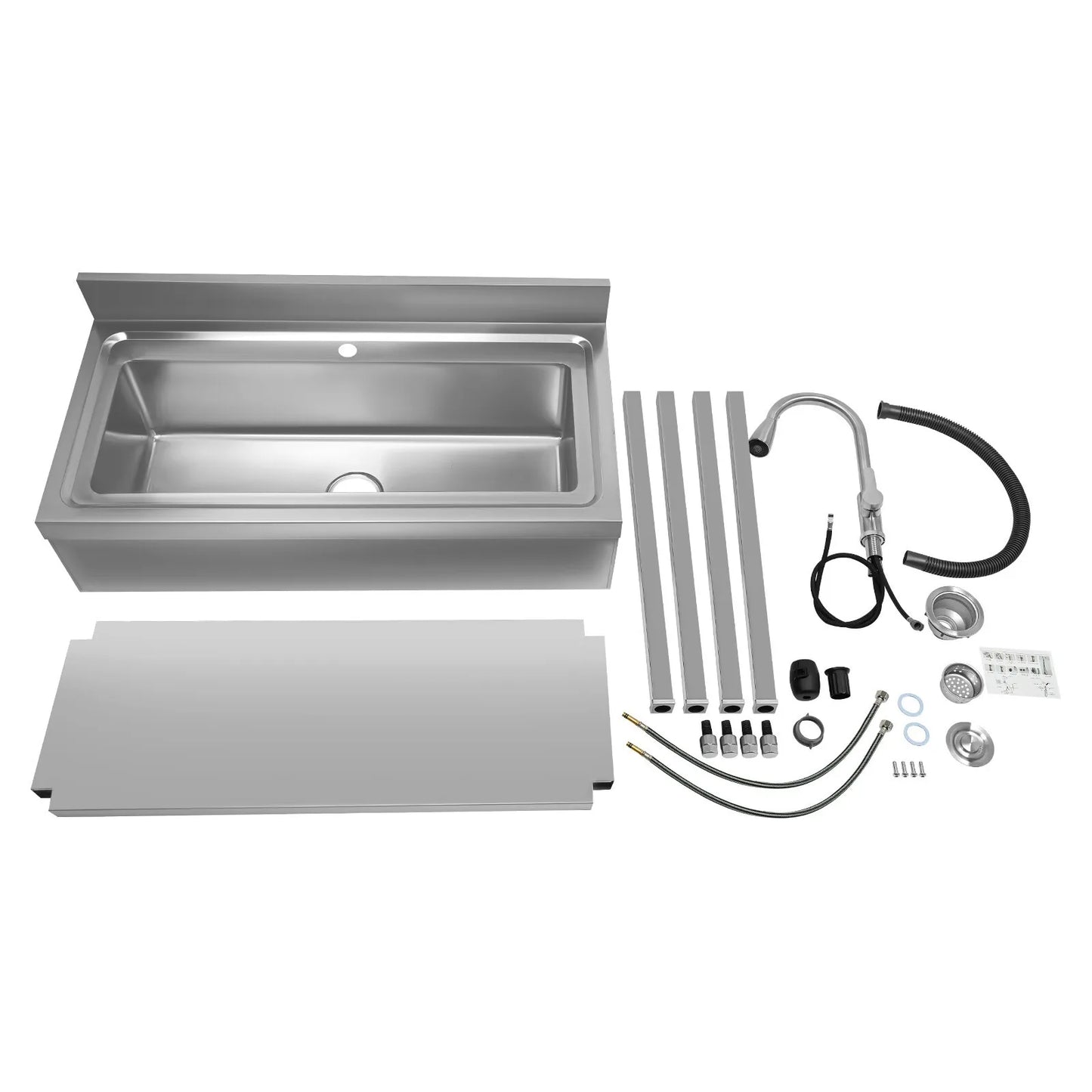 Bymaocar 201 Stainless Steel Utility Sink With Faucet Single Bowl
