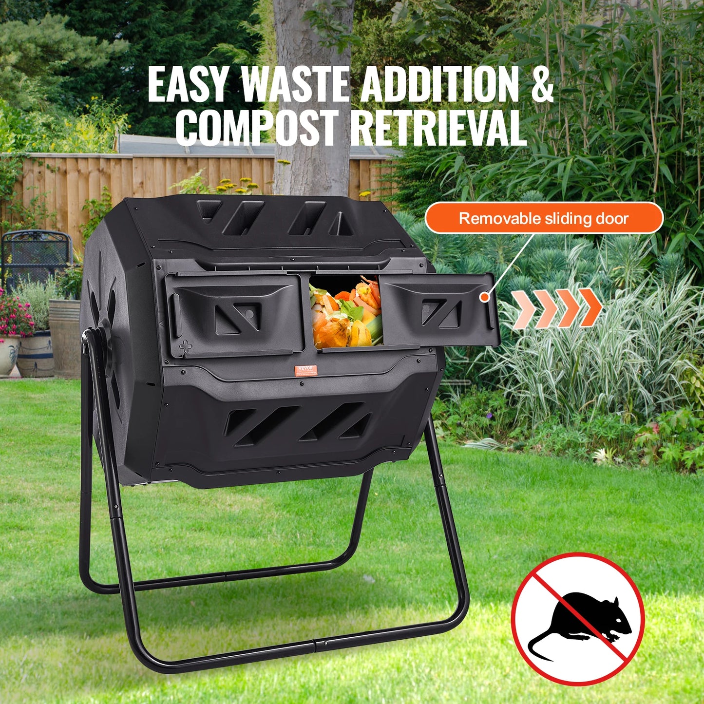 SucceBuy Dual Chamber Tumbling Compost Bin BPA Free For Garden