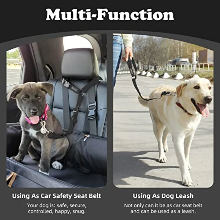 Two Pack Dog Cat Safety Seat Belt Straps Car Headrest Restraint Adjustable Nylon