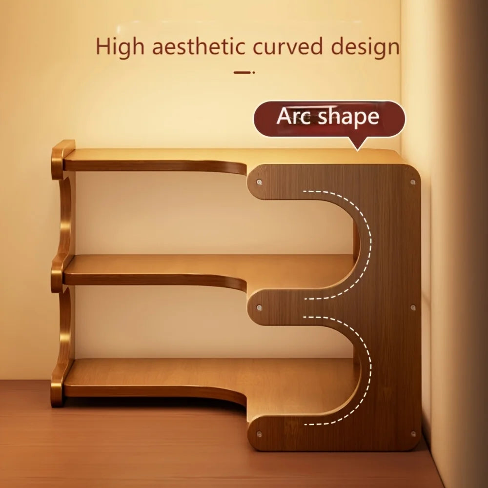 Multi Tier Bamboo Corner Desk Shelf Organizer For Plants