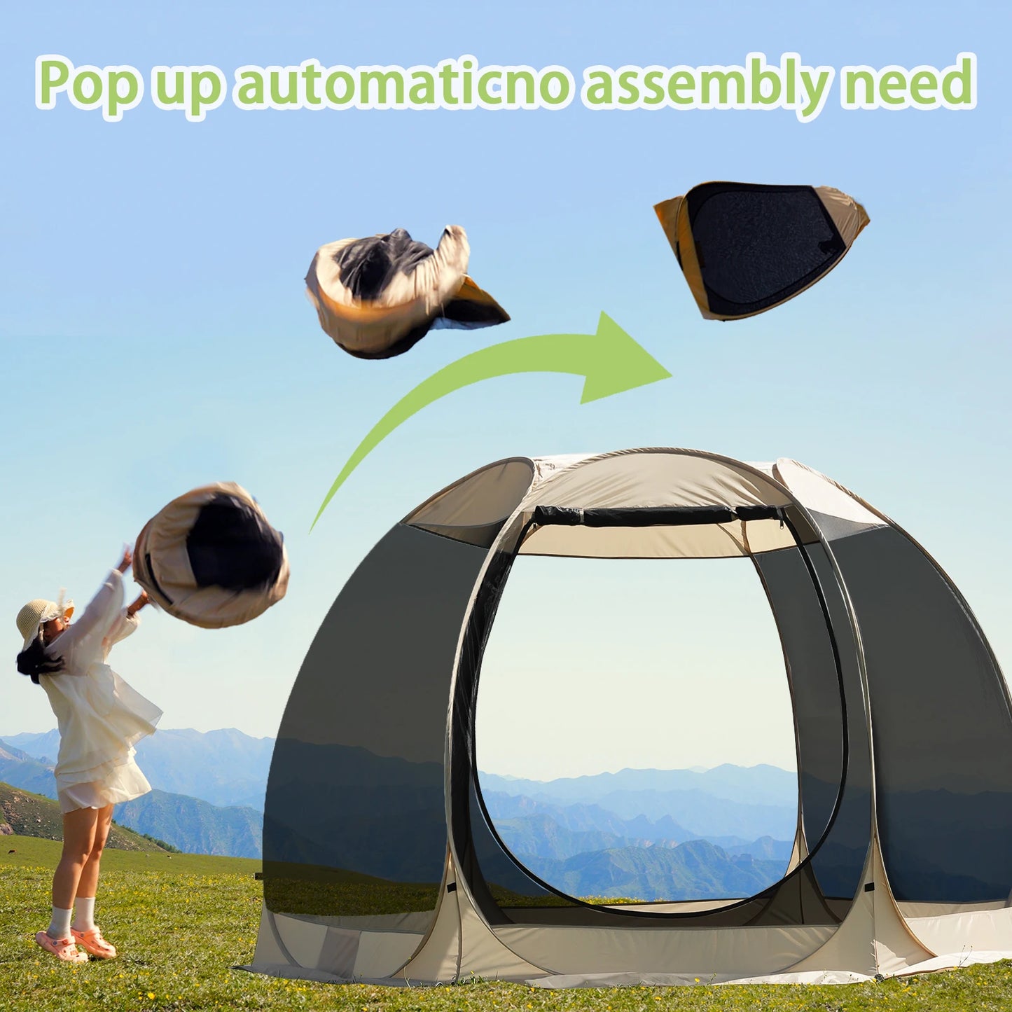 Pakicetus Family Pop Up Shelter With Full Mesh Walls for Camping
