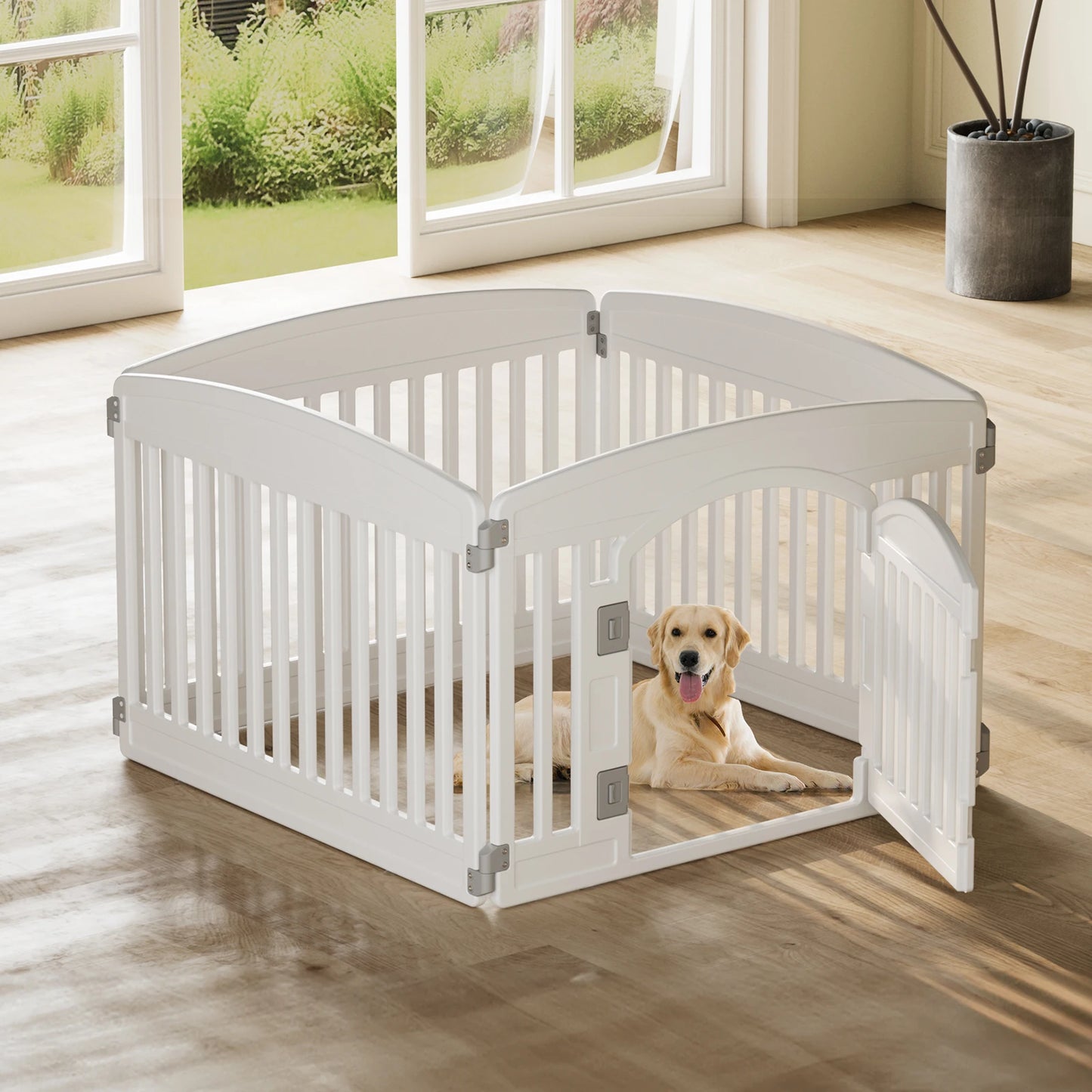 JHK Plastic Dog Playpen For Medium Dogs Durable Portable Fence