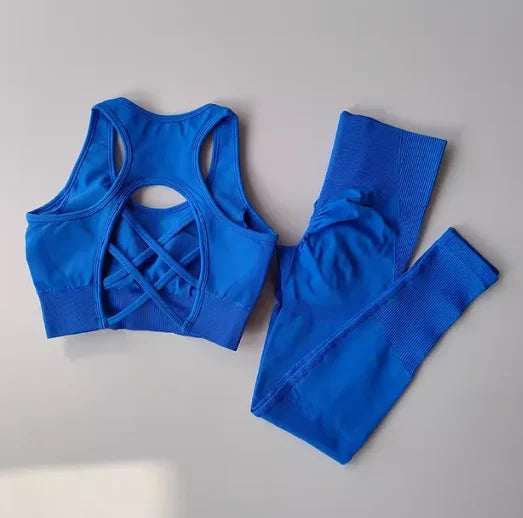 SKINOFSKIN Two Piece Sports Bra Set For Women Yoga Running Fitness