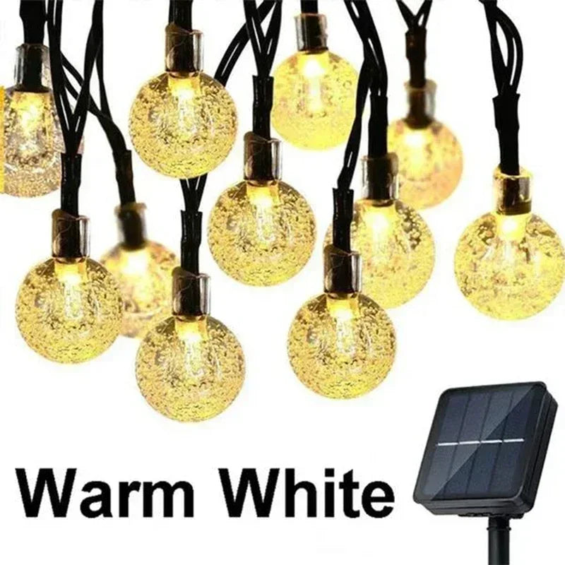 Solar Outdoor String Lights Crystal Fairy Garland 8 Modes Waterproof