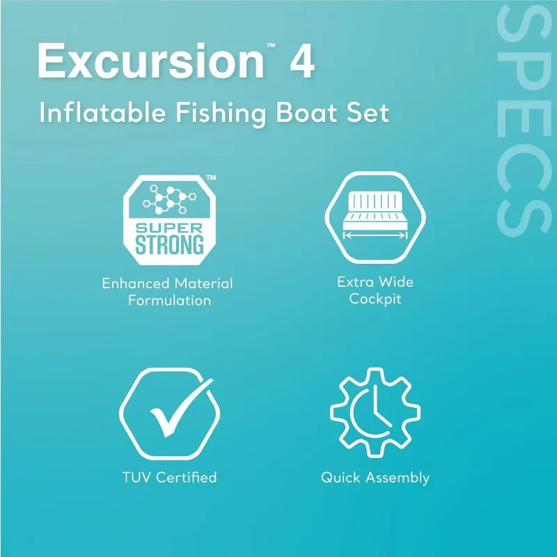 Excursion Inflatable Boat Set With Oars And High Output Pump