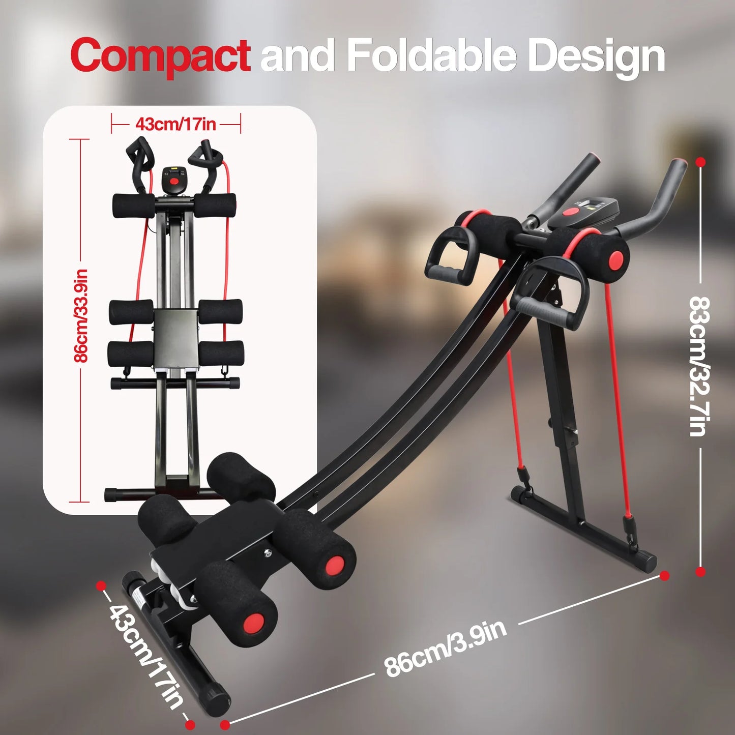 GIKPAL Foldable Ab Machine Abdominal Trainer With LCD Display Max 440lbs