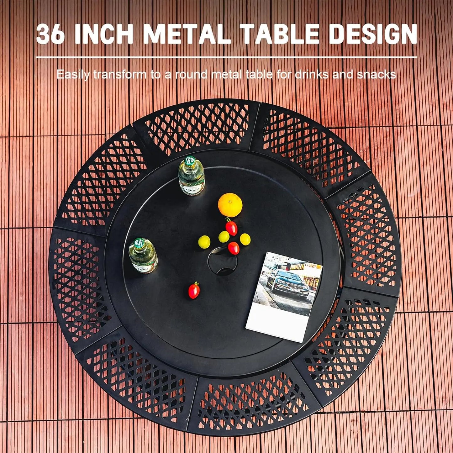 Verdeluxe 3In1 Outdoor Fire Pit With Cooking Grills And Lid