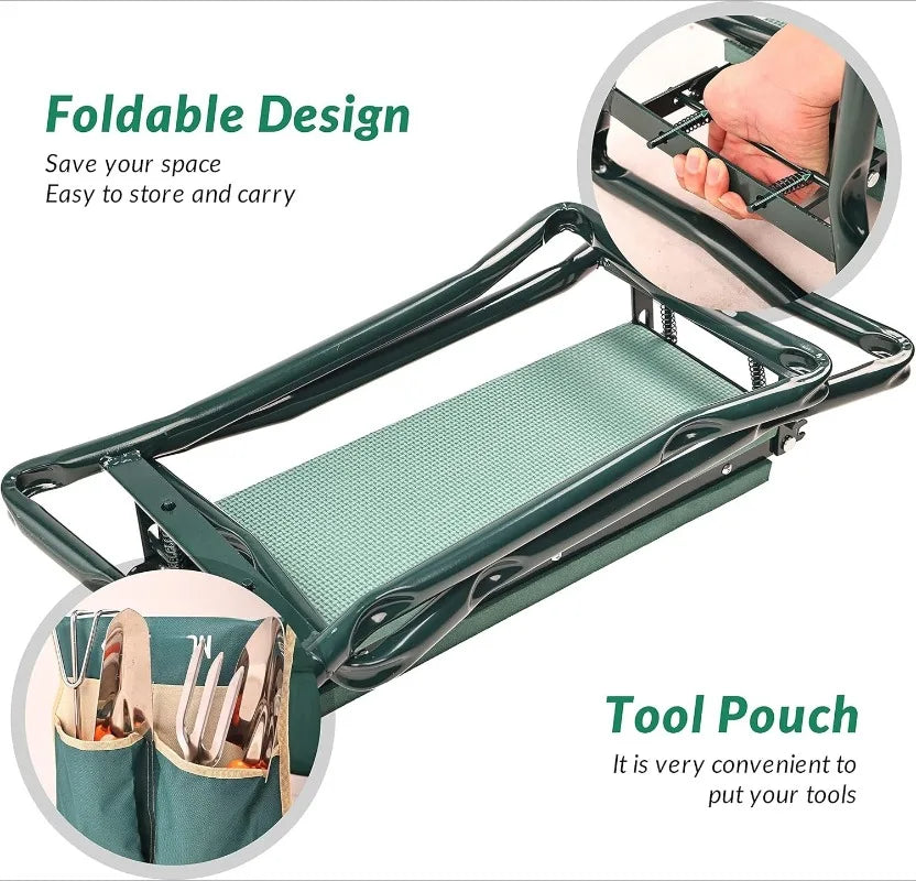 Portable Garden Kneeler And Seat With Tool Pouches Foldable Bench