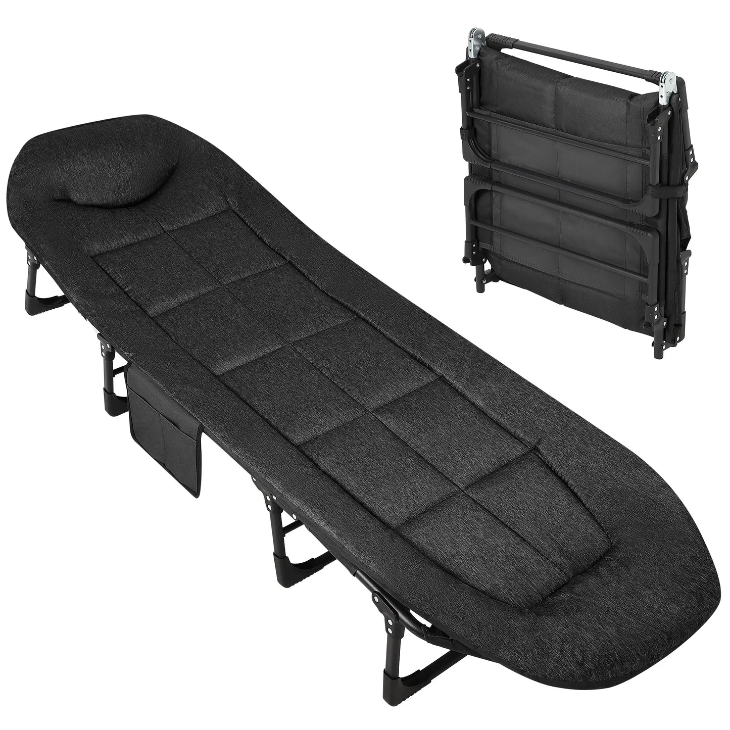 TWISTER.CK Portable Folding Bed With Cushion And Pillow 500 Lbs Outdoors