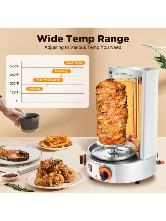 Electric Vertical Shawarma Broiler Rotating Gyro Grill 2 Burner