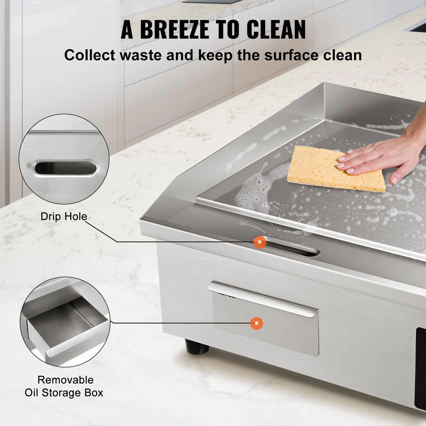 SucceBuy Stainless Electric Grill Teppanyaki Griddle Temp Control
