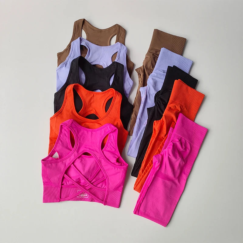 SKINOFSKIN Two Piece Sports Bra Set For Women Yoga Running Fitness