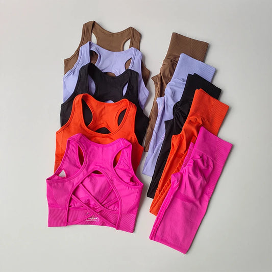SKINOFSKIN Two Piece Sports Bra Set For Women Yoga Running Fitness