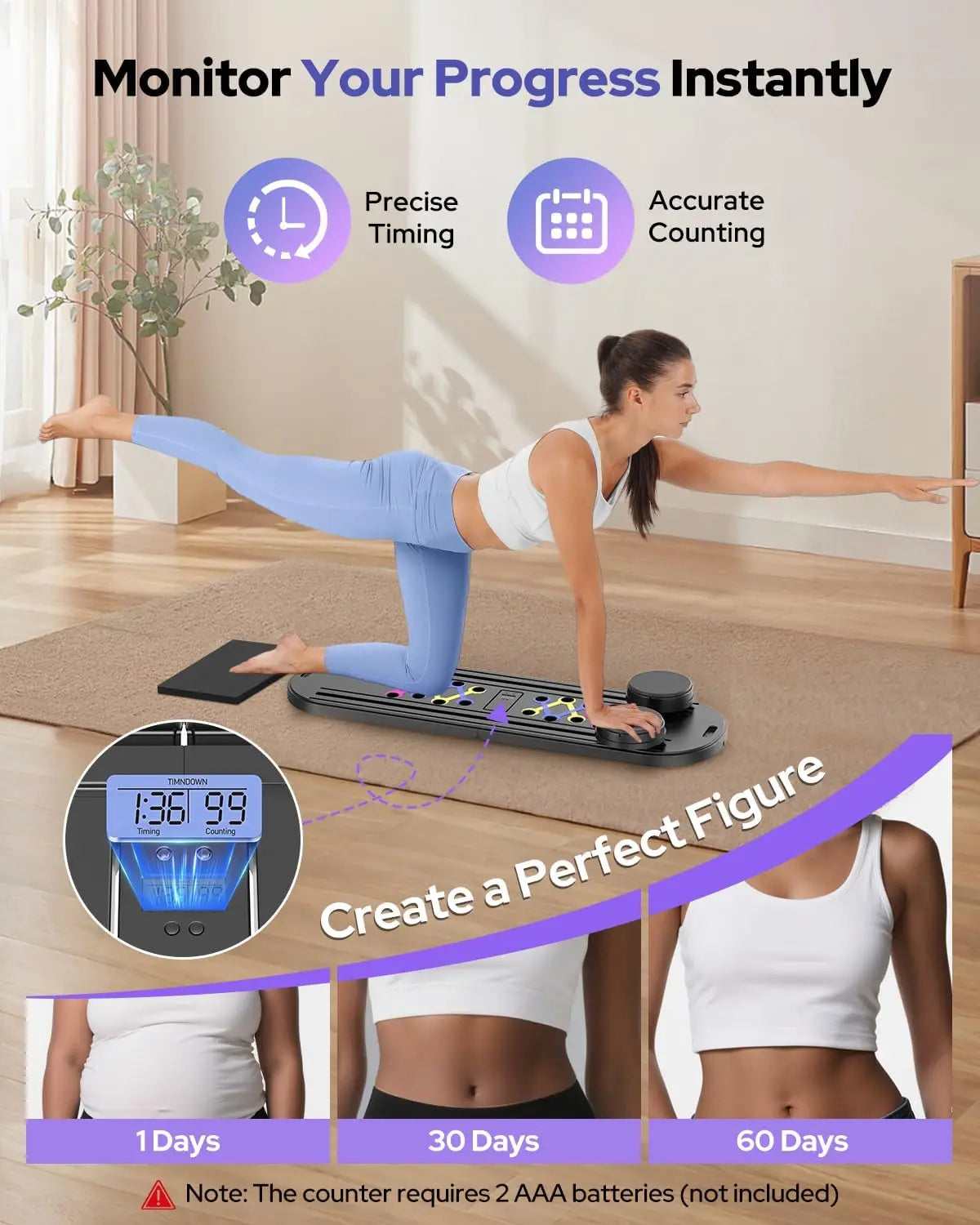 Pilates Board Foldable Reformer Set 7 In 1 Multi Purpose Equipment Ab Trainer