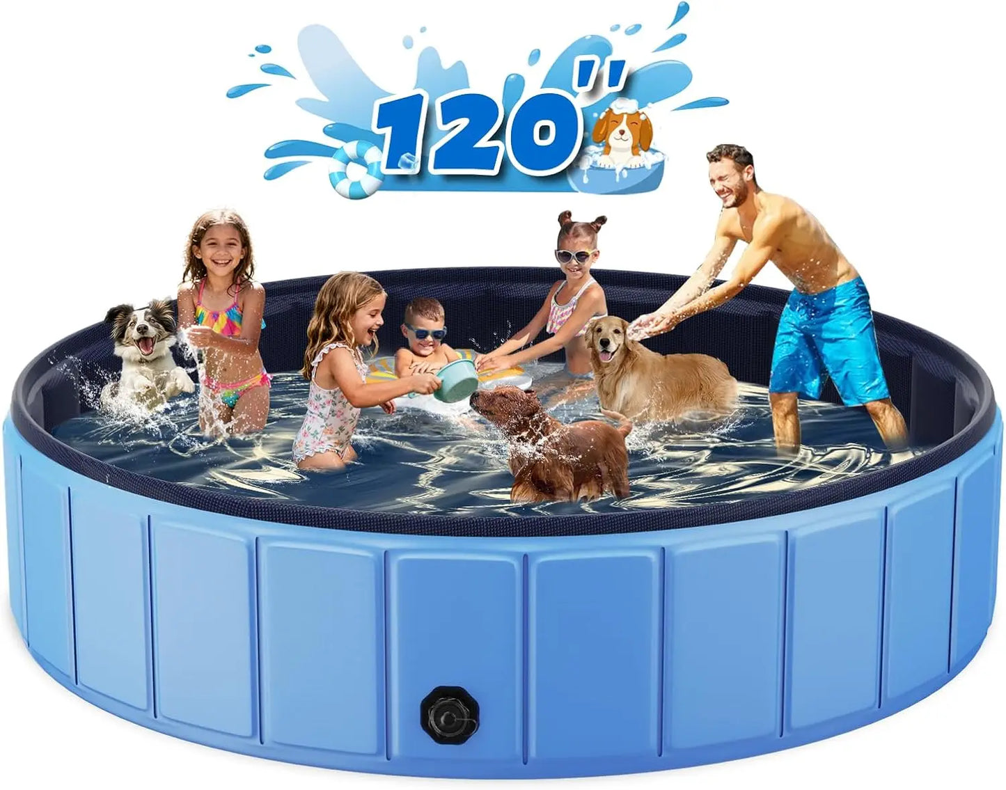 Foldable Hard Side Dog Pool Collapsible Leakproof Portable