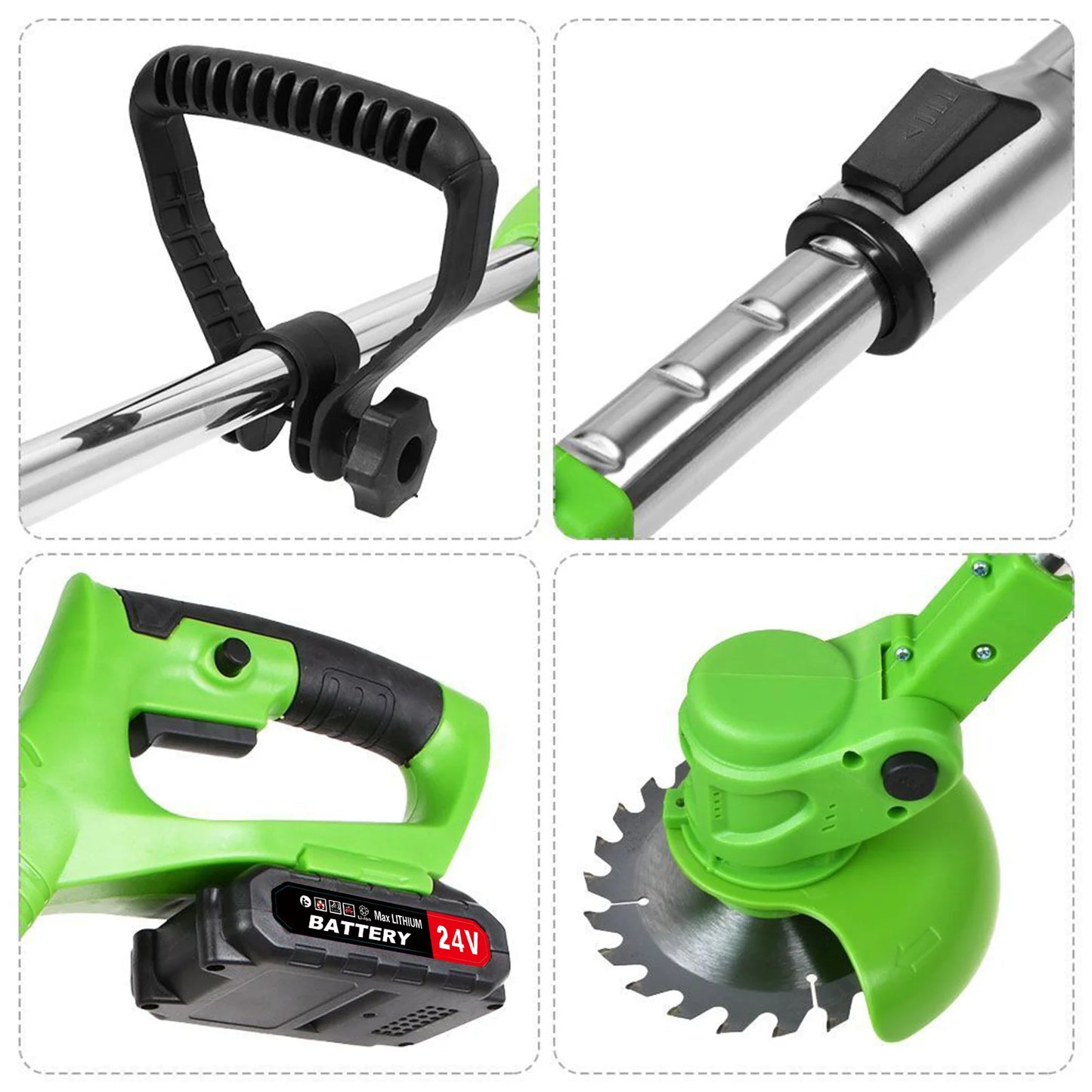 Cordless 2-In-1 Weed Trimmer And Grass Cutter With Fast Charger