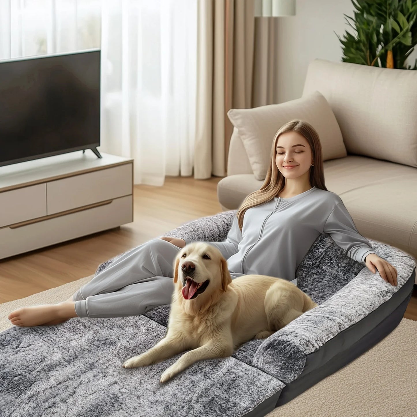 BINGOPAW Orthopedic Foldable Dog Bed With Plush Bolster Cushion