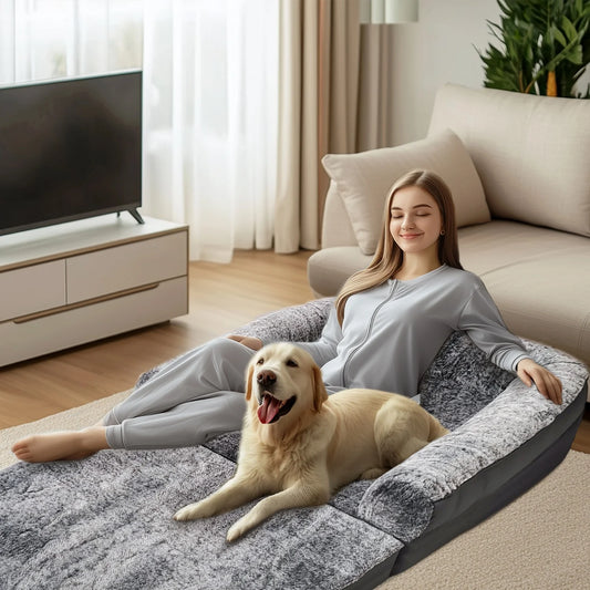 BINGOPAW Orthopedic Foldable Dog Bed With Plush Bolster Cushion