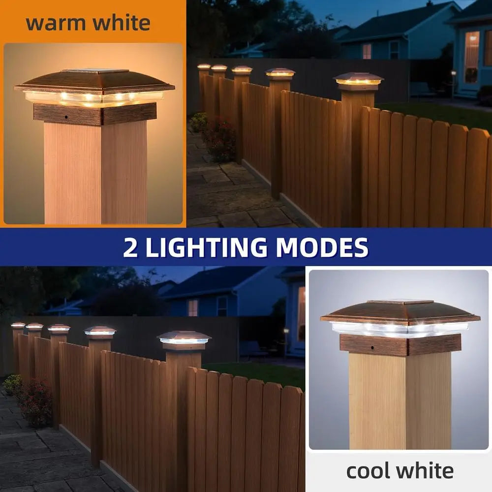 APONUO 12 Pack Solar Fence Post Lights Outdoor Waterproof Garden