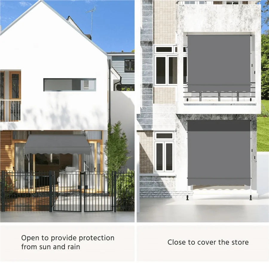 Manual Retractable Awning With Adjustable Angle And Height