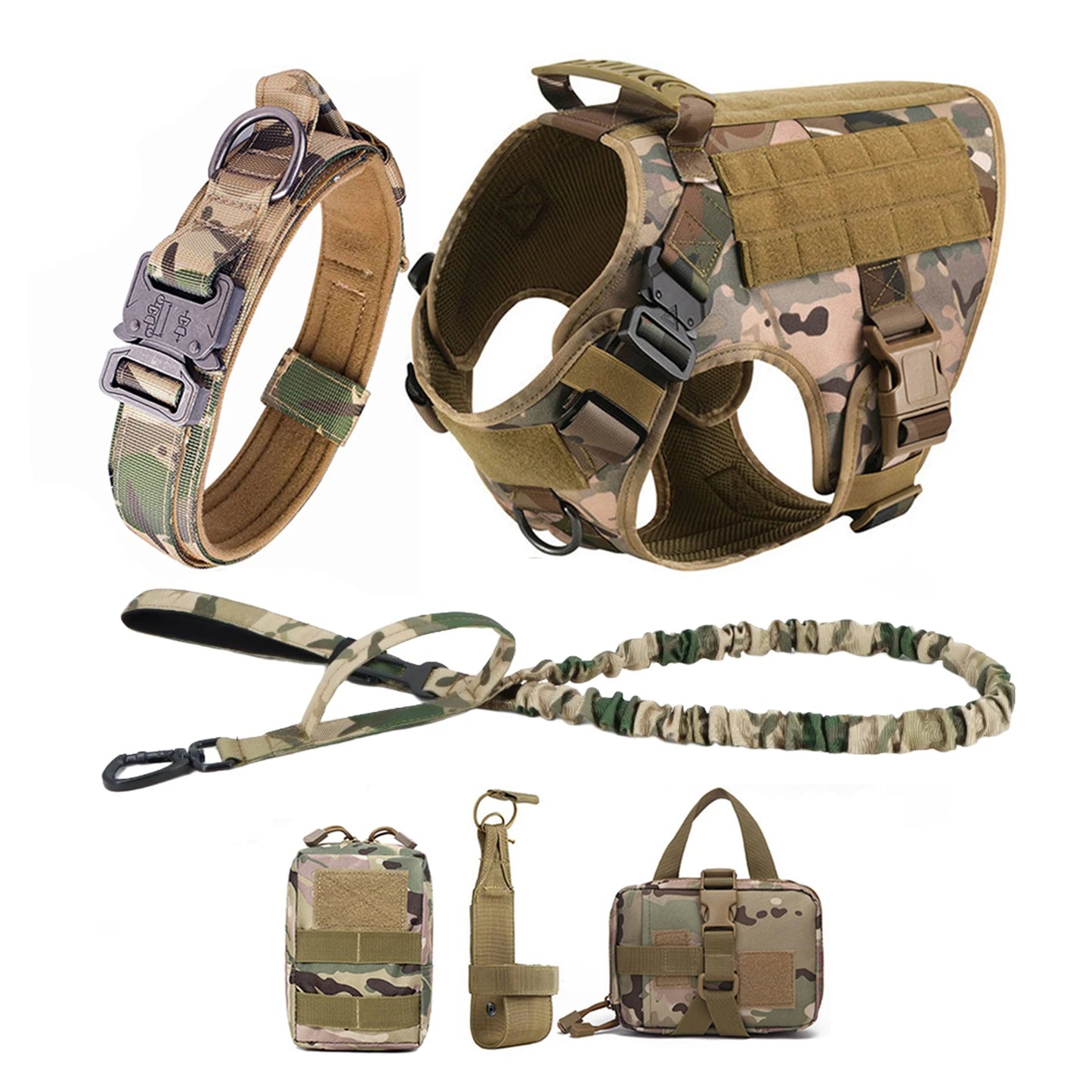 Tactical Dog Harness With Molle Pouches For Medium Large Dogs