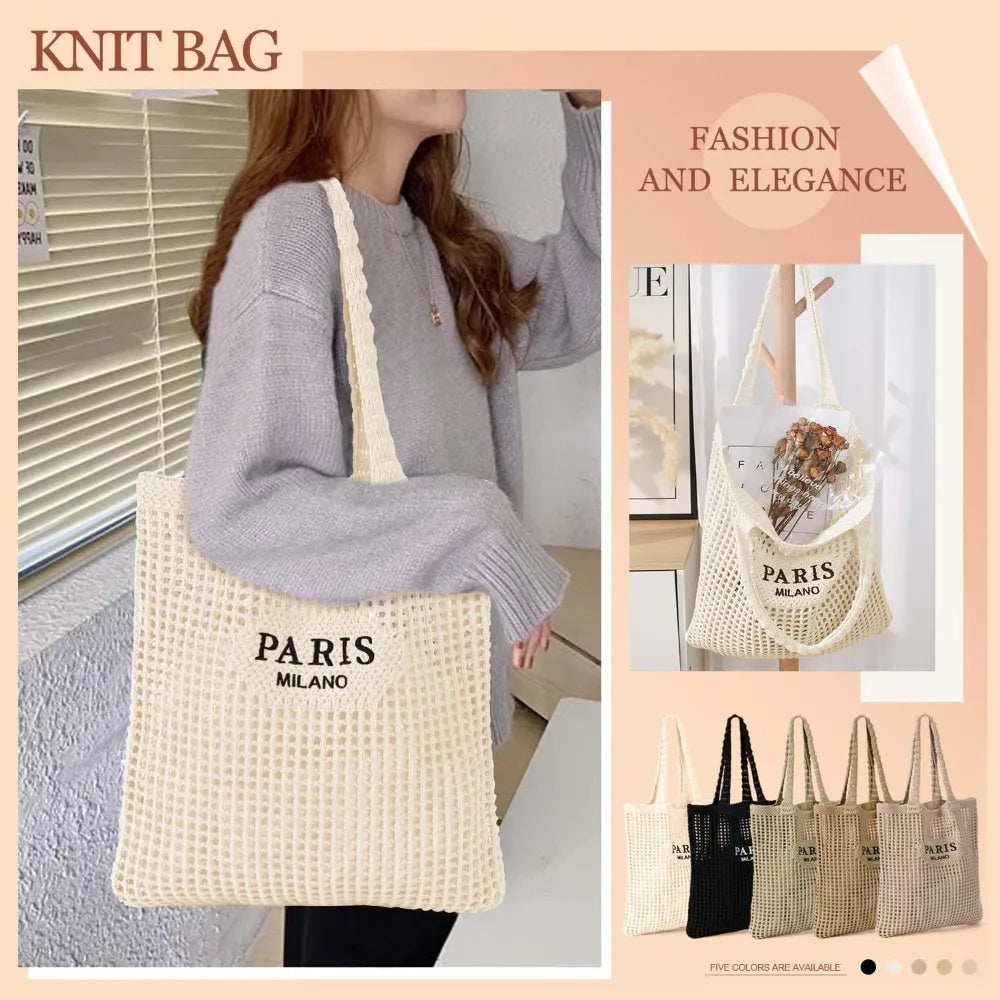 Hatisan CN Crochet Tote Bag Mesh Beach Bag For Women