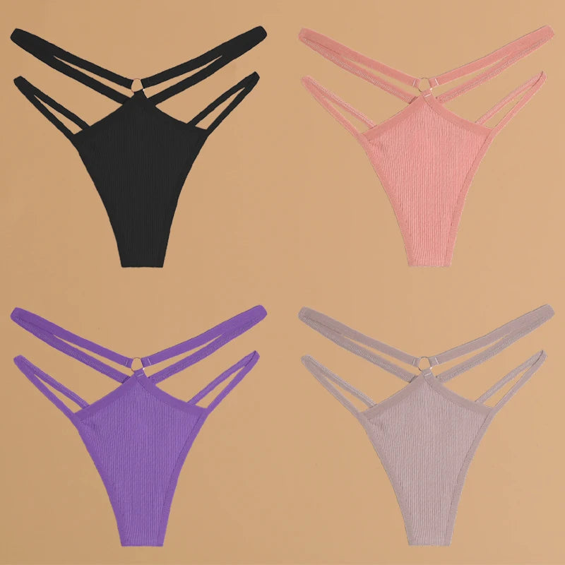 Finetoo Cotton Panties For Women Breathable Low Waist Underwear