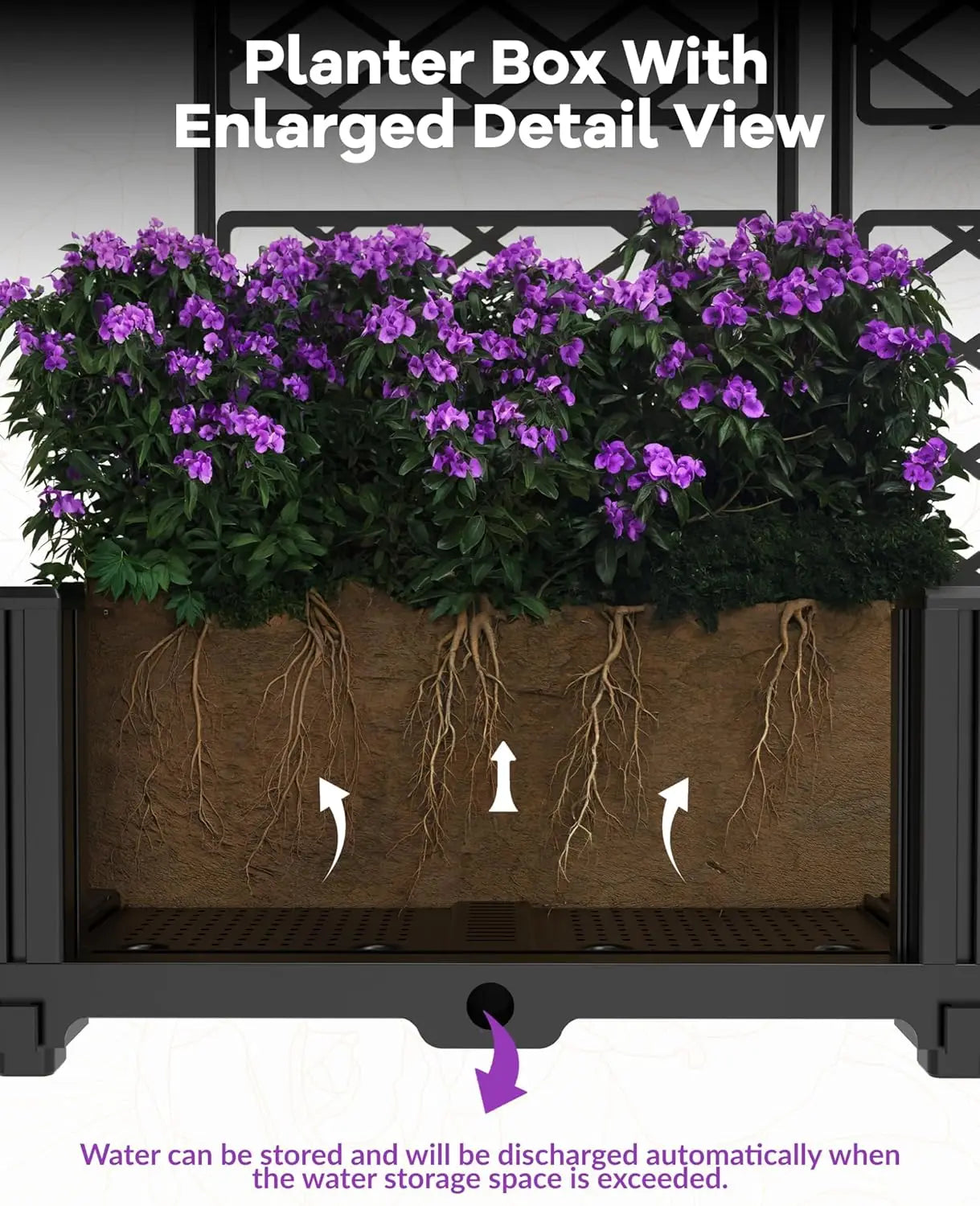 Three Piece Outdoor Raised Planter Boxes With Trellis