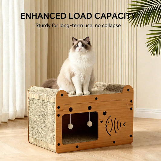 Cat Scratching Board And Resting Bed Durable Cardboard Scratcher