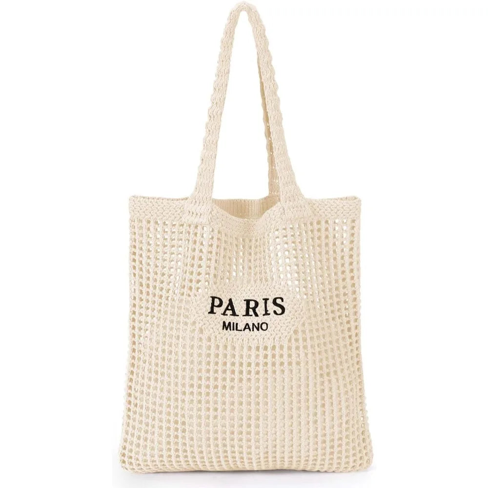 Hatisan CN Crochet Tote Bag Mesh Beach Bag For Women